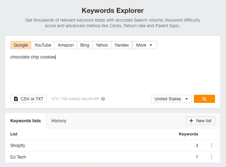 Using Ahrefs 'Keywords Explorer' tool