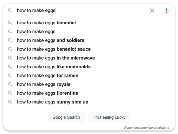 Google 'autocomplete' suggestions
