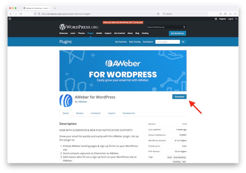 The AWeber plugin for WordPress