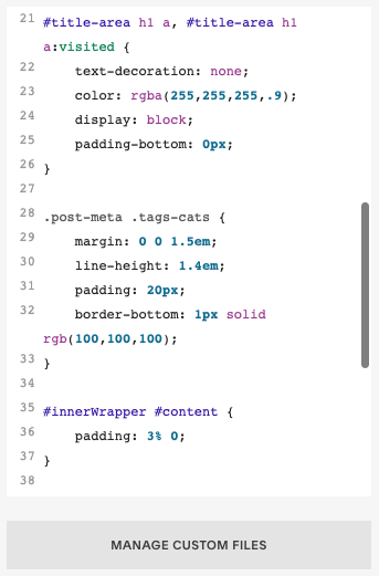 Editing custom CSS in Squarespace