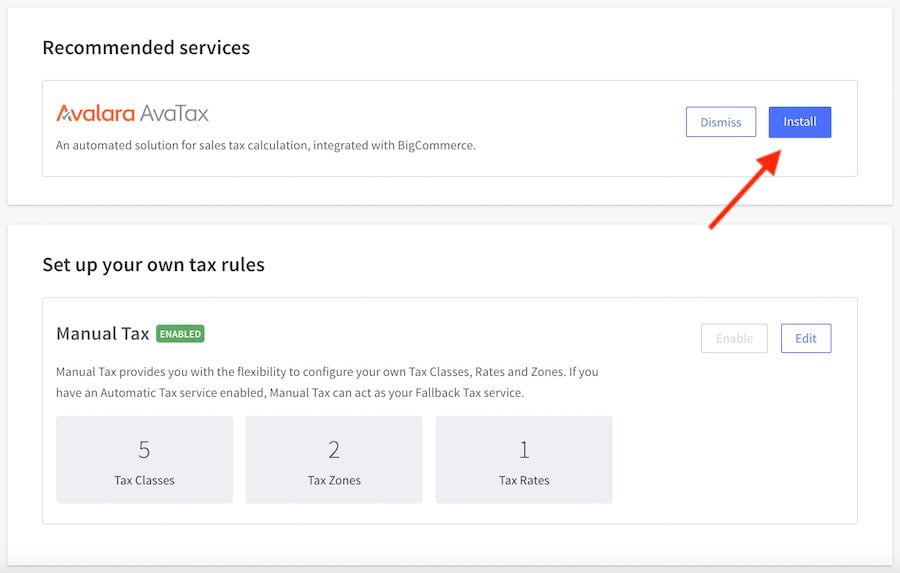 Setting up automatic tax calculations in BigCommerce