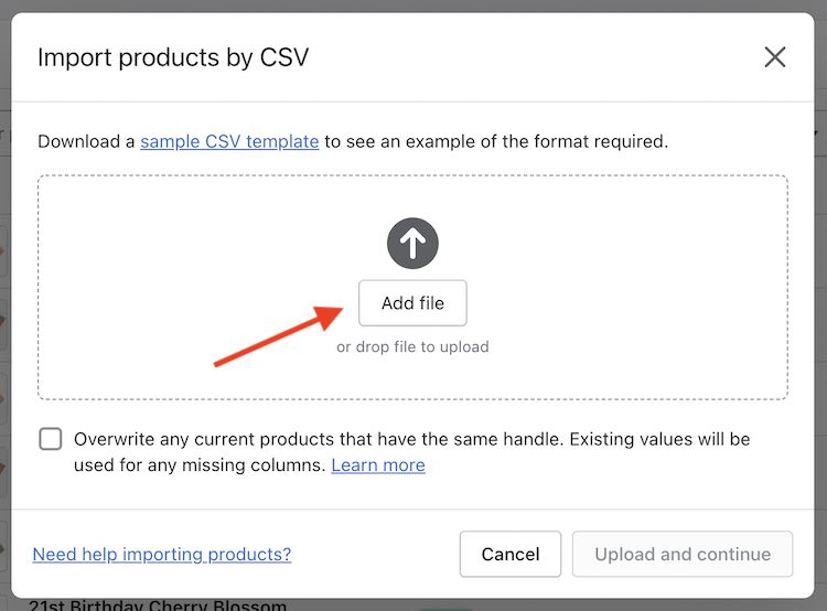 Importing products via CSV in Shopify
