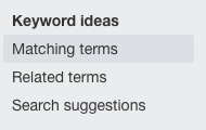 Keyword ideas reports