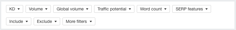 Keyword research filters in Ahrefs