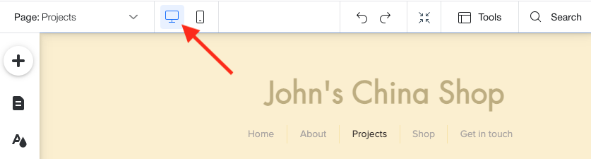 Toggling between the desktop and mobile versions of your site in Wix