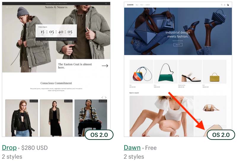 Online Store 2.0 format Shopify themes