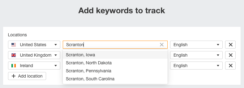 Rank tracking by location