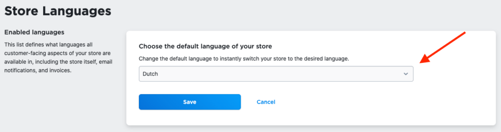 Setting the default store language in Ecwid