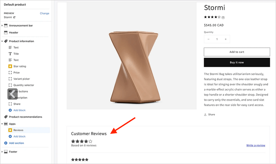 Shopify's Product Reviews app