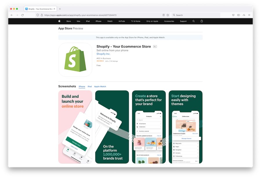 Shopify’s mobile app (iOS)
