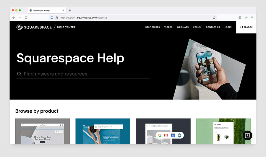 The Squarespace help portal