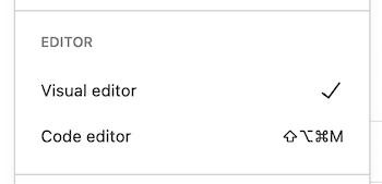 Toggling between visual editing and code editing in WordPress