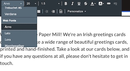 Using web fonts in AWeber