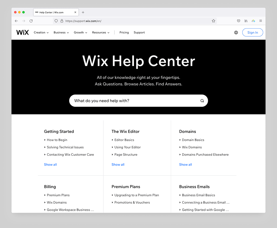 The Wix Help Center