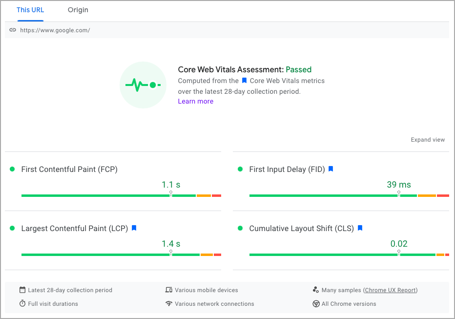 Core Web Vitals metrics