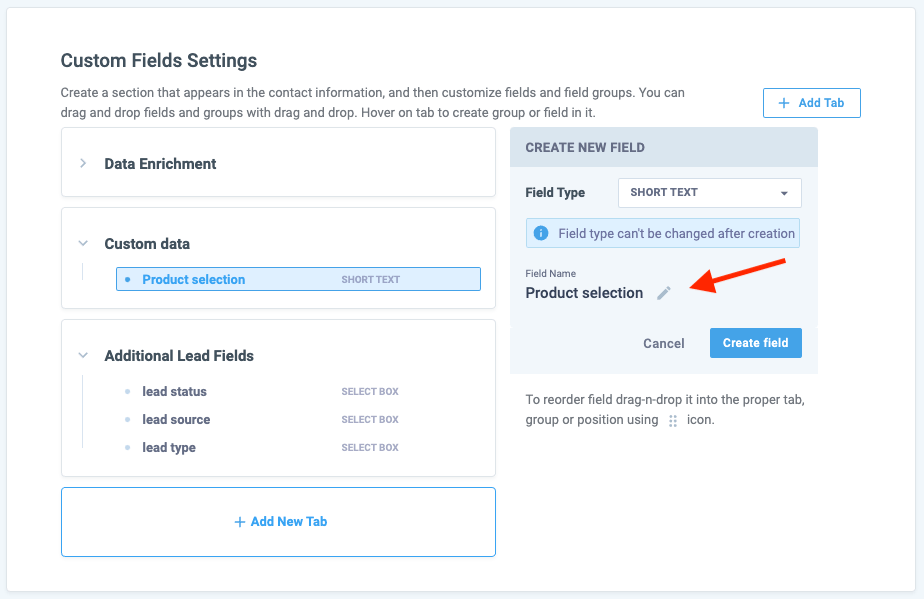 Creating custom fields in Nimble CRM