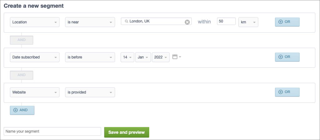 Creating a segment in Campaign Monitor