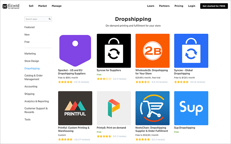 Dropshipping apps for Ecwid