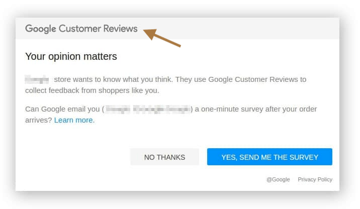 Google Customer Reviews enabled in Bigcommerce