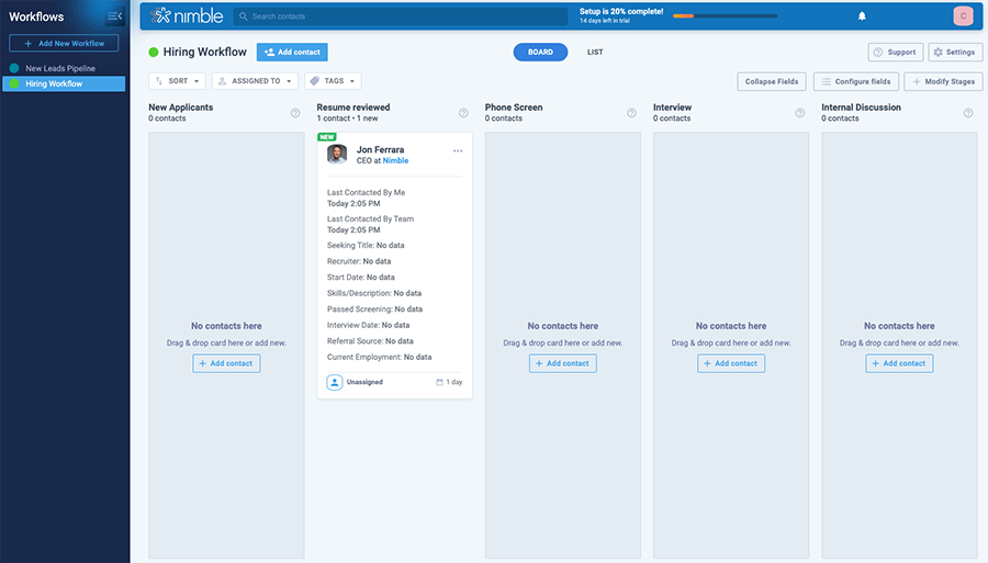 Using a workflow in Nimble to handle recruitment