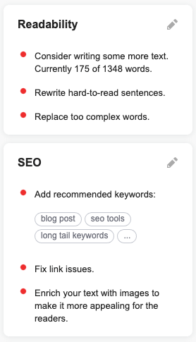Suggestions made by Semrush's Writing Assistant