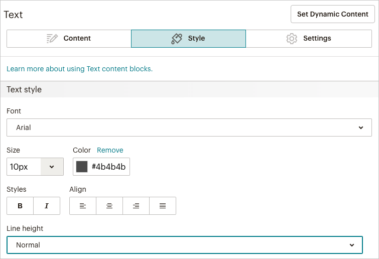 Setting 'global styles' in Mailchimp