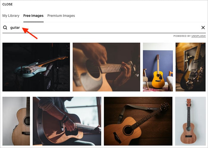 Adding free stock images to a Squarespace site using its 'Unsplash' integration