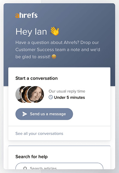 Ahrefs live chat support