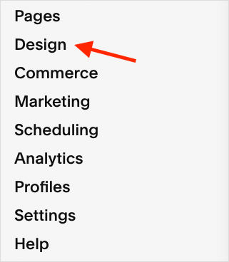ettings in Squarespace