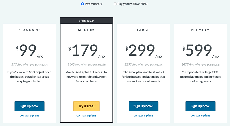 Moz pricing