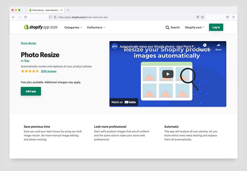 The Pixc photo-resizing app for Shopify