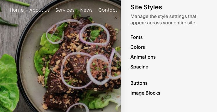 Elements you can style using Squarespace's design controls