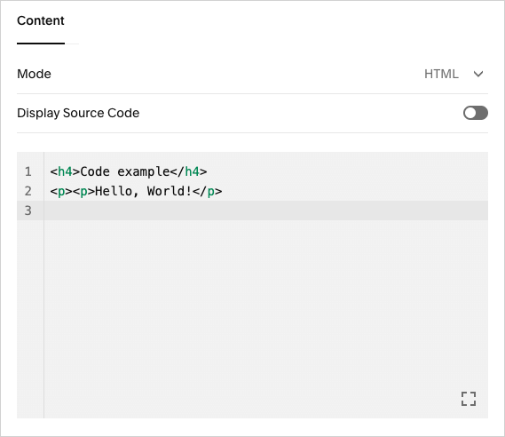 The Squarespace HTML code block