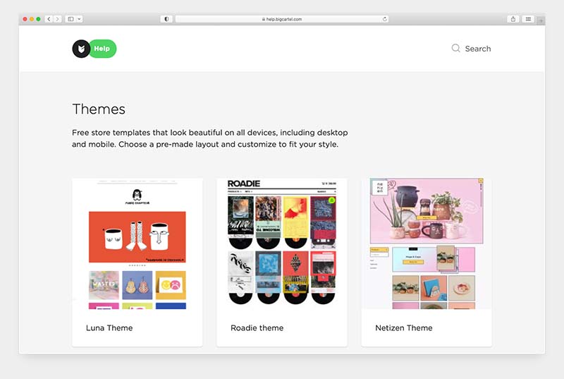 The Big Cartel theme library