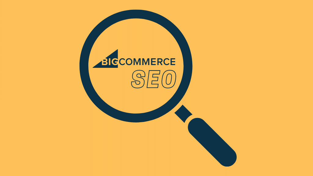 BigCommerce SEO (magnifying glass containing the BigCommerce logo)