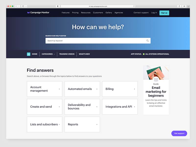Campaign Monitor Customer Support