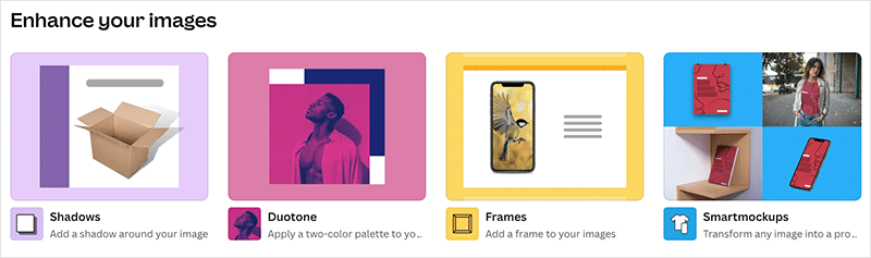 Some examples of image enhancement apps for Canva