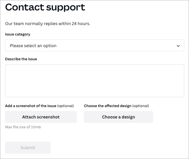 Contacting support