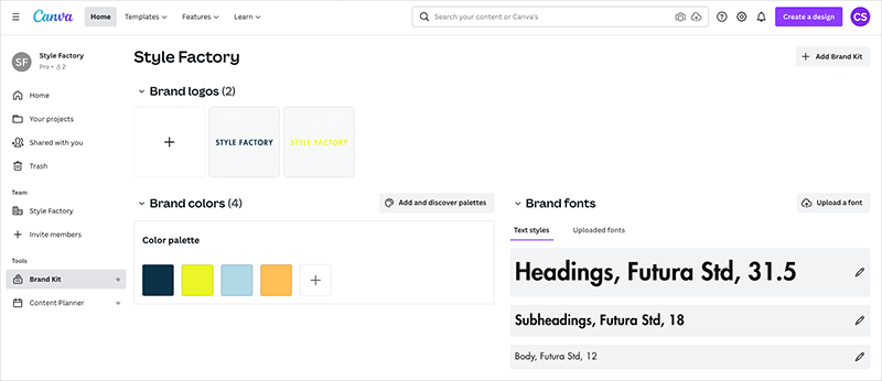 Creating a brand kit in Canva