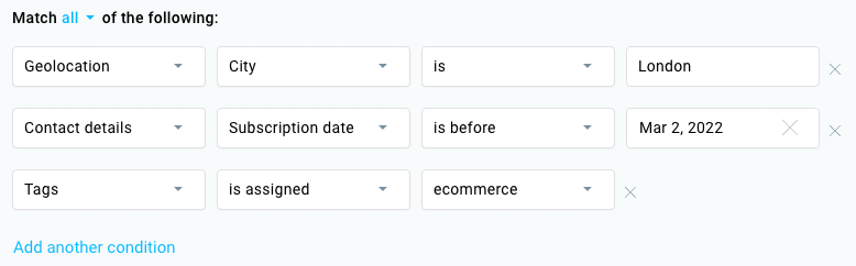 Creating segments in GetResponse