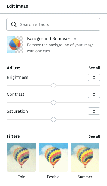 Editing images in Canva