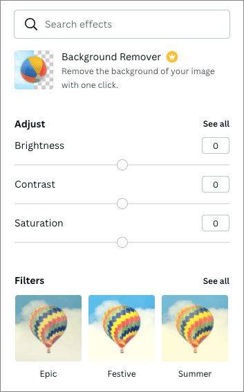 Image controls in Canva