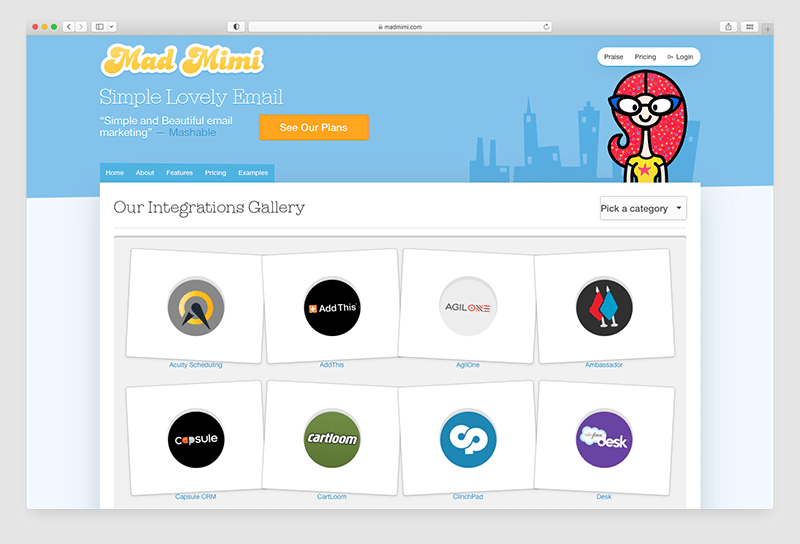 The Mad Mimi integrations gallery
