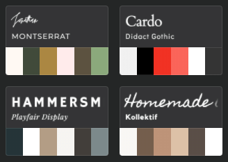 Available palettes / brand identities in Canva