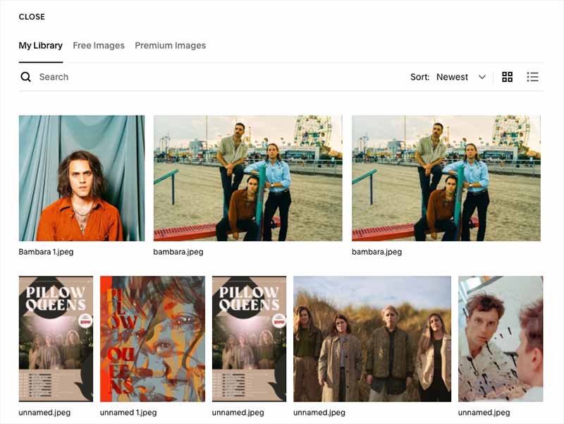 Squarespace's image library feature