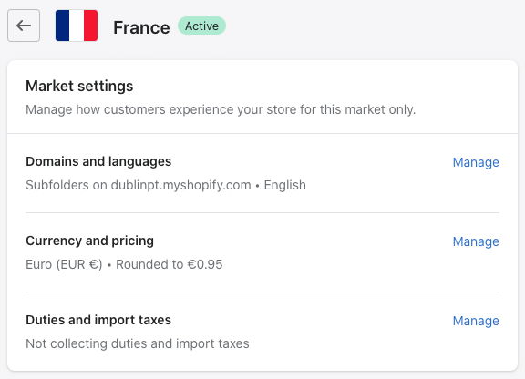 Using the new 'Shopify Markets' feature