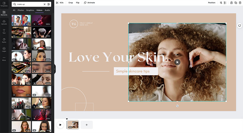 Creating video content in Canva