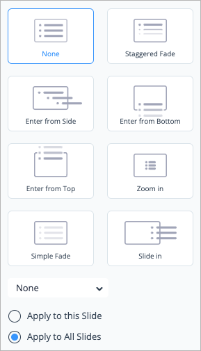 Video transitions in Visme