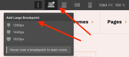 Webflow 'breakpoint' controls
