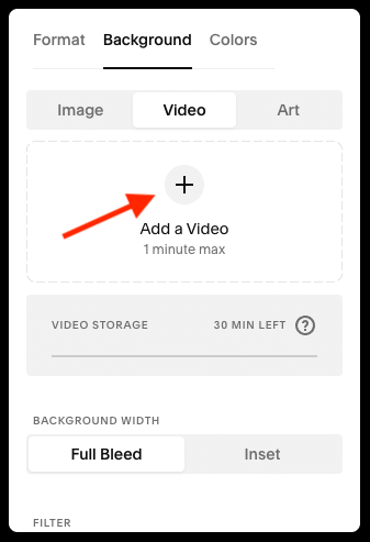 Adding a video background in Squarespace